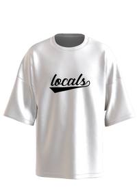 Locals Script Tee in white