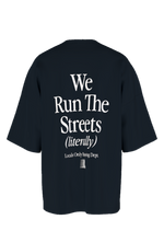 We Run The Streets tee in navy